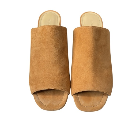 Marc Fisher Heels Slides Mules Open Toes Sandals Womens Size 8.5 Suede Leather - Picture 6 of 12